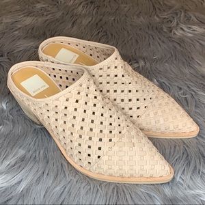 Dolce Vita ‘Sayer’ soft nubuck leather woven mules sand 8